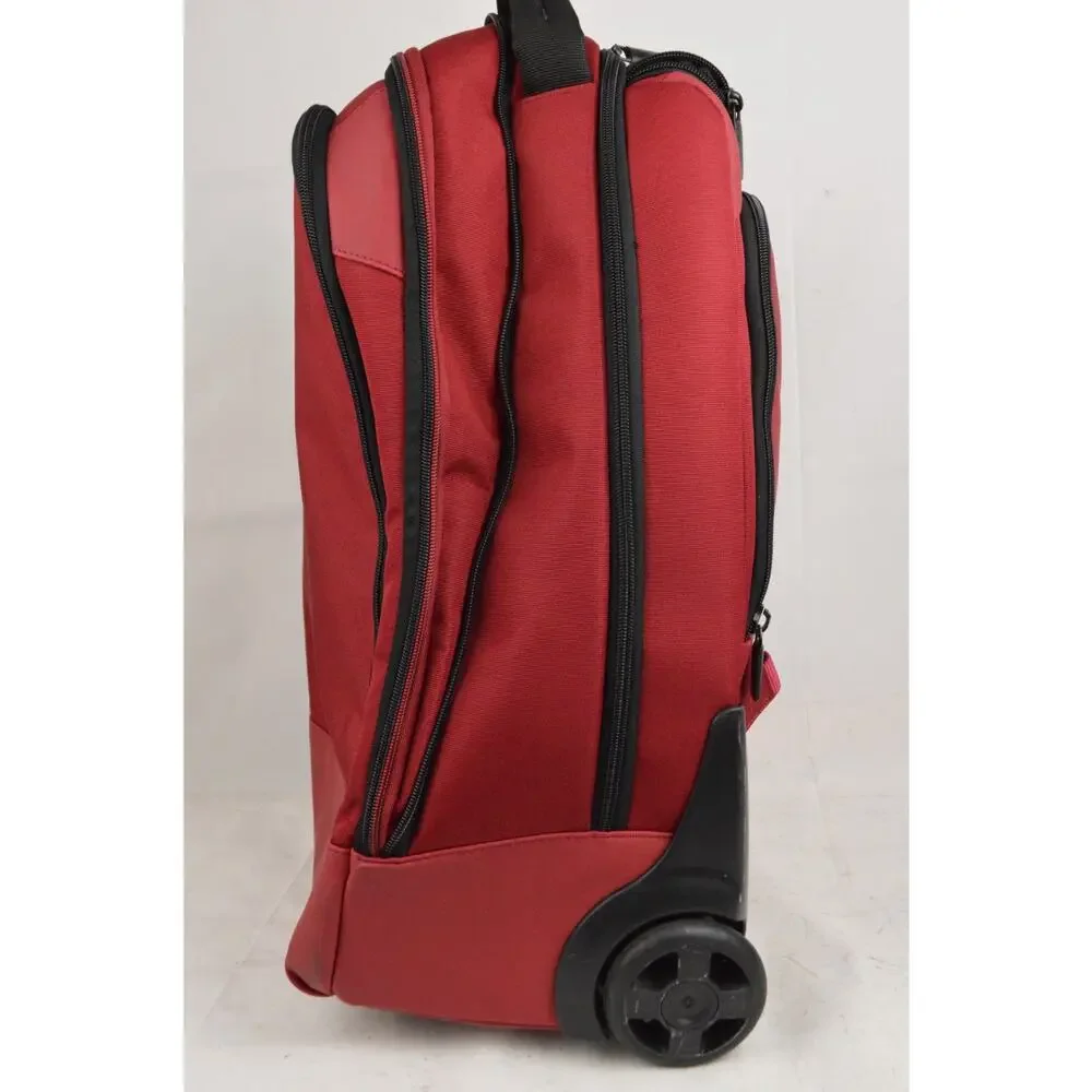 Samsonite Rolling Backpack Wheeled Travel Laptop Carry On Red Telescoping Handle